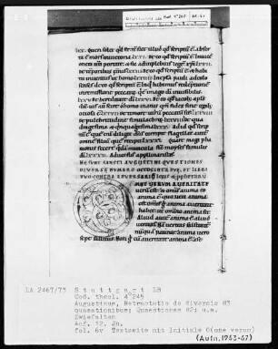 Augustinus, Retractatio de diversis 83 quaestionibus — Initiale O(mne verum), Folio 6verso