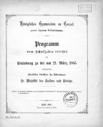 1: Statistische Rückblicke auf die Geschichte des Gymnasiums