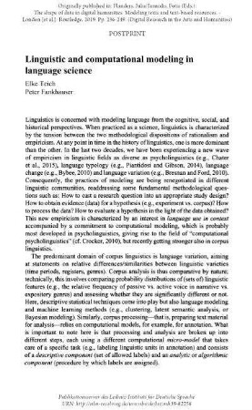 Linguistic and computational modeling in language science