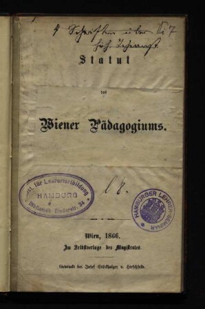 Statut des Wiener Pädagogiums