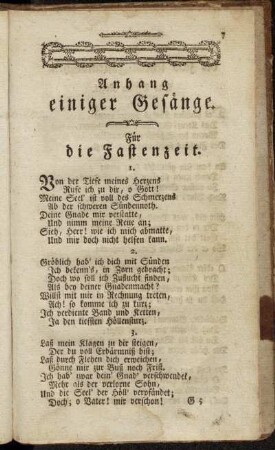 Anhang einiger Gesänge.