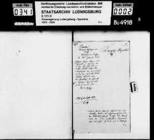 Gesuch des Fuhrmanns Gottlieb Andreas Schwan (Schwahn) in Vaihingen um bürgerliche Aufnahme seiner Braut Christine Kühner von Kleinglattbach