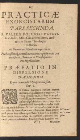 [2] Practicae Exorcistarum Pars Secunda.