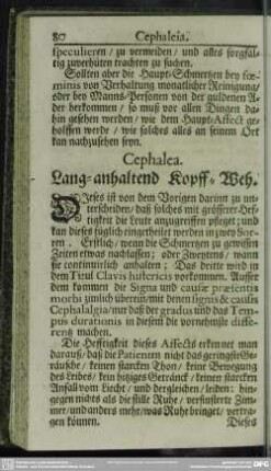 Cephalea. Lang-anhaltend Kopff-Weh