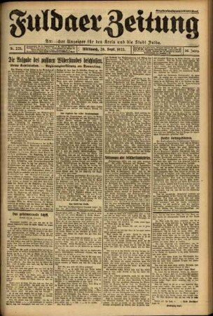 Ausgabe vom Mittwoch, den 26. September 1923.