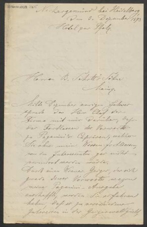 Brief an B. Schott's Söhne : 03.12.1893