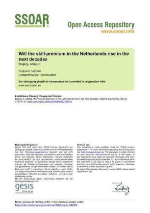 Will the skill-premium in the Netherlands rise in the next decades