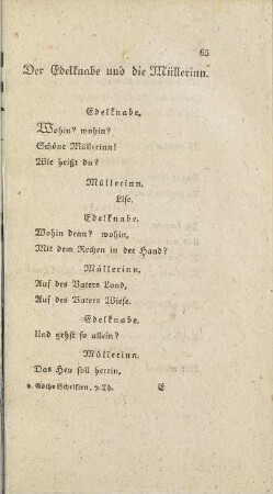 Der Edelknabe und die Müllerinn.