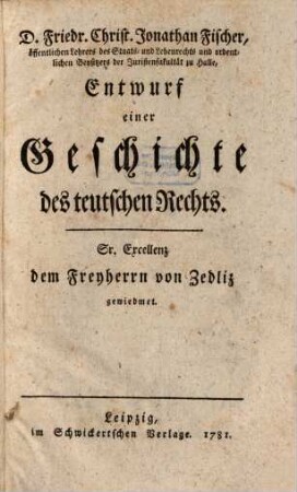 Entwurf einer Geschichte des Teutschen Rechts