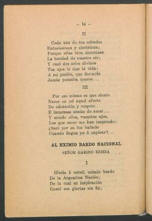 Al eximio bardo nacional : Señor Gabino Ezeiza.