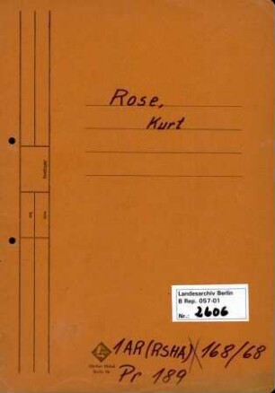 Personenheft Kurt Rose (*04.11.1905)