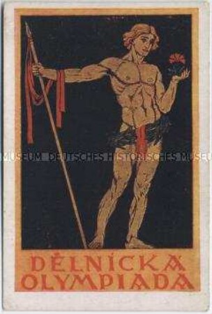 Postkarte zur Arbeiter-Olympiade in Prag 1921