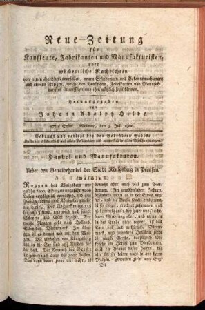 27tes Stück. Weimar, den 5. Juli 1800.