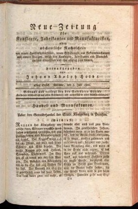 27tes Stück. Weimar, den 5. Juli 1800.