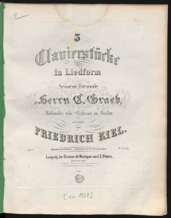 3 Clavierstücke in Liedform ; op. 8
