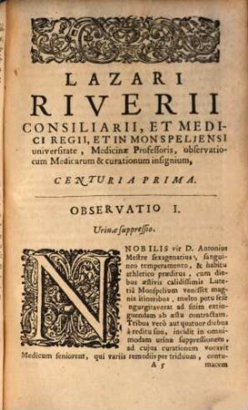 Observationes medicae