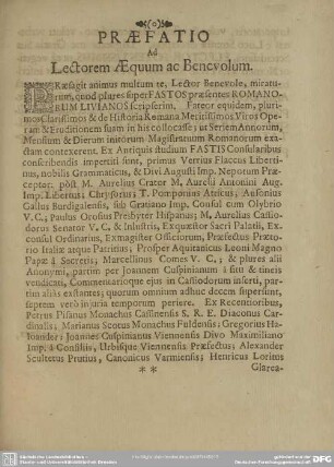 Praefatio ad Lectorem Aequum ac Benevolum