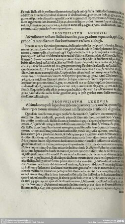PRONUNCIATUM LXXXVII. Ascensionem rectam stellae invenire, puta gradum aequatoris, qui cu stella proposita meridianum sive horizontem rectum attingit.
