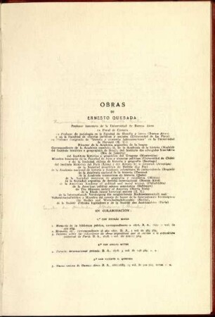 Bibliographie Ernesto Quesada