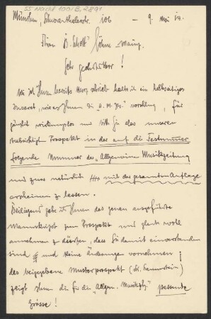Brief an B. Schott's Söhne : 09.05.1914