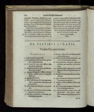 De Vestibus Auratis. Titulus Decimustertius