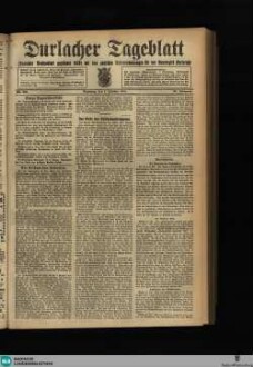 Durlacher Tagblatt : Heimatblatt für die Stadt und den früheren Amtsbezirk Durlach; Pfinztäler Bote für Grötzingen, Berghausen, Söllingen, Wöschbach u. Kleinsteinbach