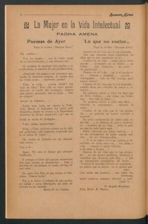 La mujer en la vida intelectual : Página amena