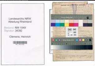 Entnazifizierung Heinrich Clemens , geb. 14.09.1896 (Metzger)
