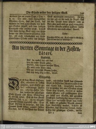 Am vierten Sonntage in der Fasten, Laetare