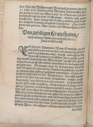 Von zufelligen Kranckheiten/ auch anderen zufellen/ der man sich dis 52. Jares versehen soll.