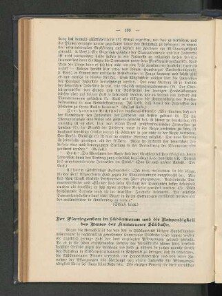 Der Plantagenbau in Südkamerun und die Notwendigkeit des Baues der kameruner Südbahn.