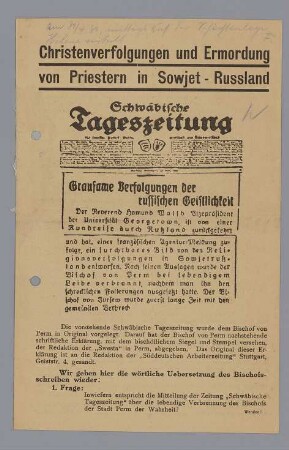 "Christenverfolgung und Ermordung von Priestern in Sowjet-Russland"