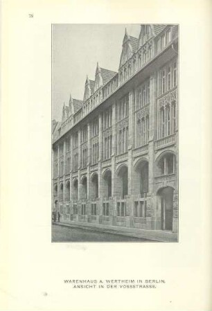 Warenhaus A. Wertheim in Berlin. Ansicht in der Vossstrasse