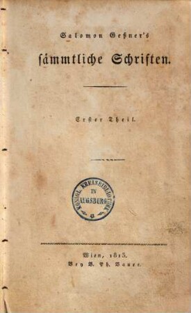Salomon Geßner's sämmtliche Schriften, 1