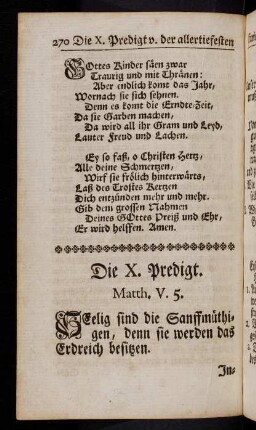 270-281, Heilig sind die Sanftmütigen...