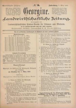 Einundsechzigster Jahrgang. No. 9. Insterburg, 2. März 1893.