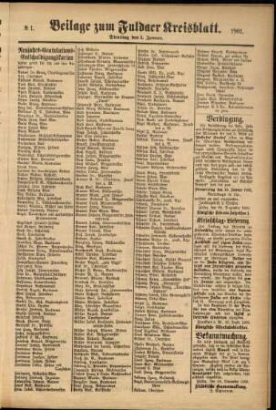 Zweite Ausgabe vom Dienstag, den 01. Januar 1901.