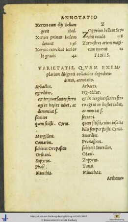 Varietatis, Quam Exemplarium diligenti collatione deprehendimus, annotatio