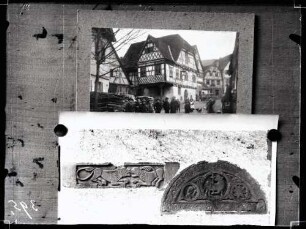 Holzhaus; romischer Tympanonrelief