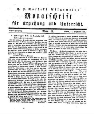 Pestalozzi's Rede am Neujahr 1816