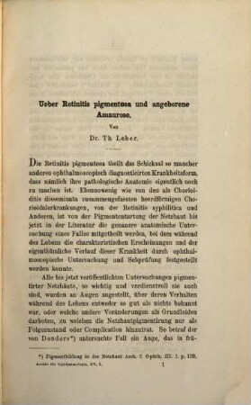 Archiv für Ophthalmologie. 15. 1869, Abth.3