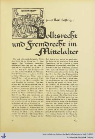 Volksrecht und Fremdrecht im Mittelalter.
