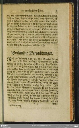 Vorläufige Betrachtungen