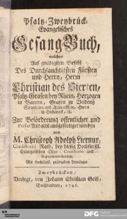 Pfaltz-Zweybrück-Evangelisches Gesang-Buch