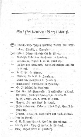 Subskribenten-Verzeichniß.