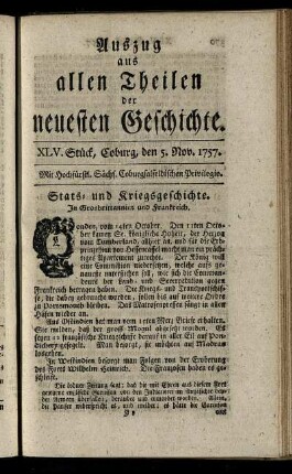 XLV. Stück, Coburg, den 5. Nov. 1757.