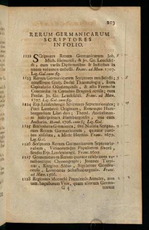 Rerum Germanicarum Scriptores In Folio.