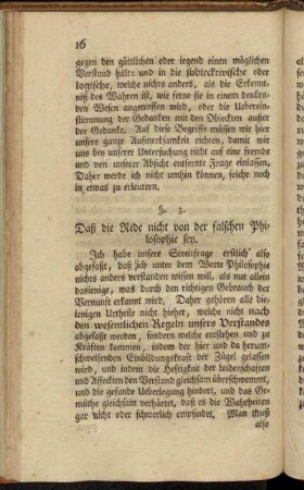 §. 3. Daß die Rede nicht von der falschen Philosophie sey.