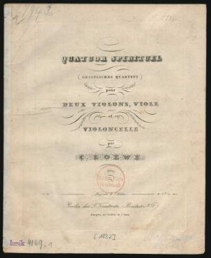 Quatuor spirituel pour Deux Violons, Viole et Violoncelle O. 26