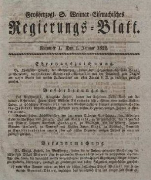 Nr. 1 : 1. Januar 1822